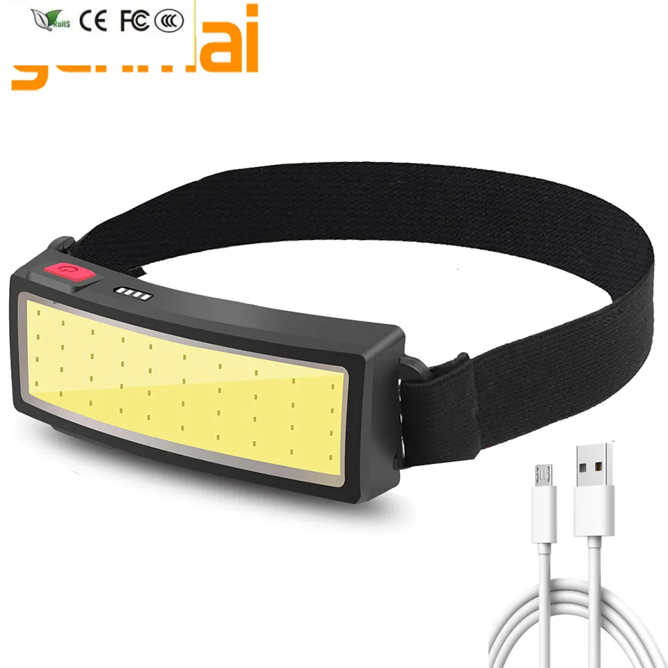 Ny LED-strålkastare Portable Cob-strålkastare Ny stil med inbyggd batteri ficklampa USB-laddningsbar huvudlampor för att arbeta