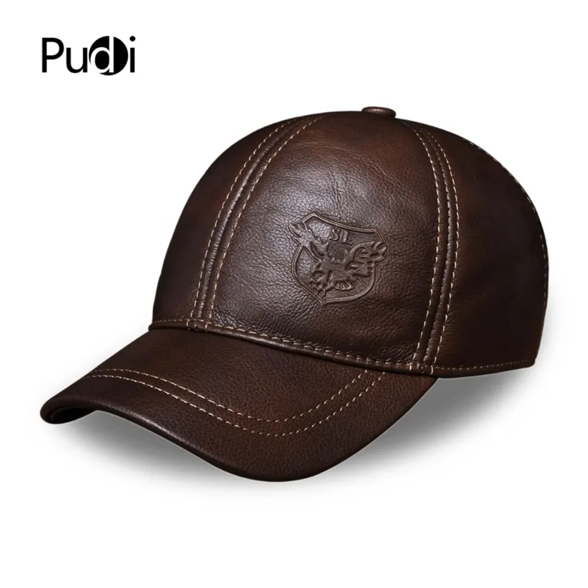 PUDI printemps automne en cuir véritable casquette de Baseball chapeau hommes marque chaud vraie vache casquettes chapeaux HL125 220318