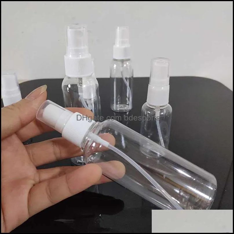 Empty PET Clear Plastic Fine Mist Spray Bottle for Cleaning Travel Essential Oils Perfume 30ml 50ml 60ml 100ml