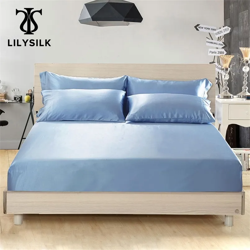 Lilysilk Silk Fitted Sheet Deep 40cm 100 Pure Mulberry 19 Momme Seamless Luxury Queen King Size Home Textile 220514