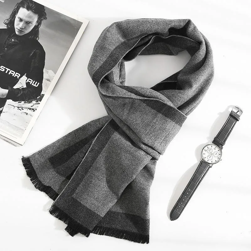 Fashion 180 35cm Scarves Man Autumn Winter Thick Warm Cashmere Business Long Wraps Boy Classic Shawl Free Muffler