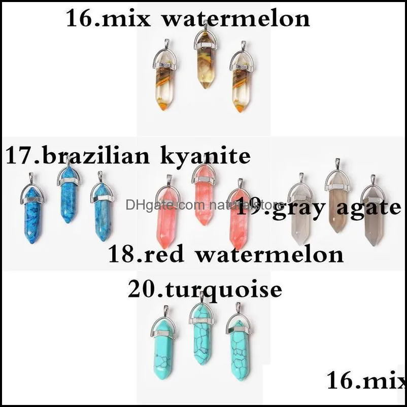 crystals point pendant 30 pieces mix bulk wholesale chakra healing stone pendants for women