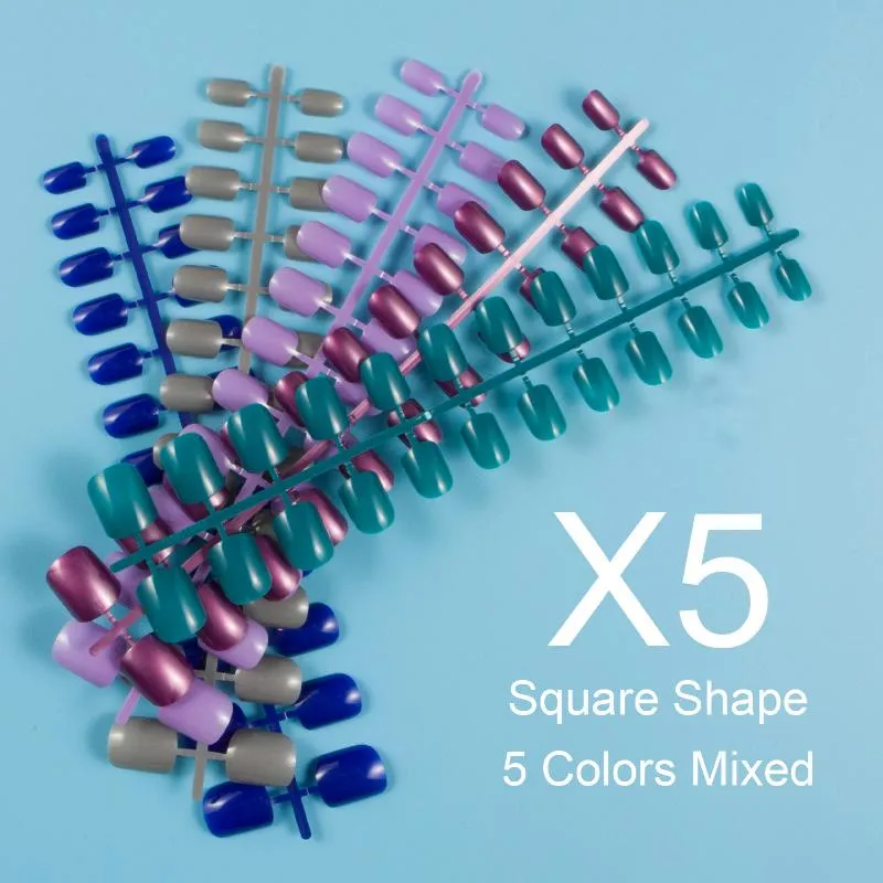 False Nails PiecesMixed Colors Short Square Nail Tips Press On Fake 10