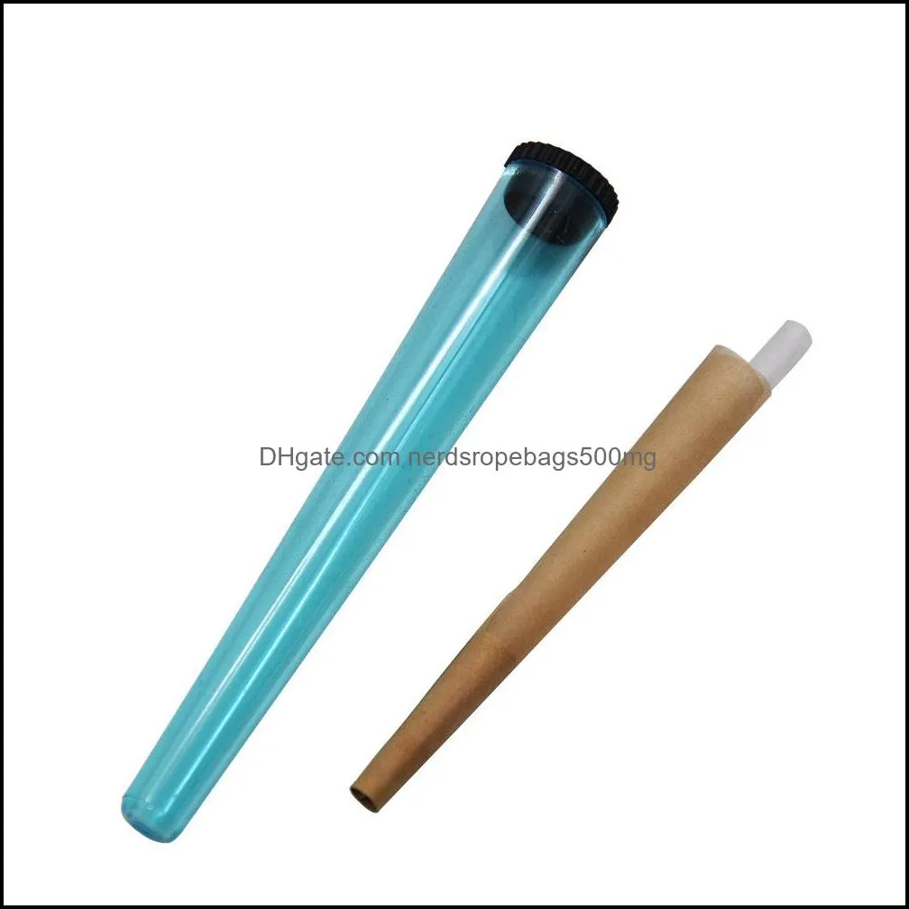 110mm pre roll packaging plastic conical preroll doob tube joint holder smoking cones clear with white lid Hand Cigarette Maker