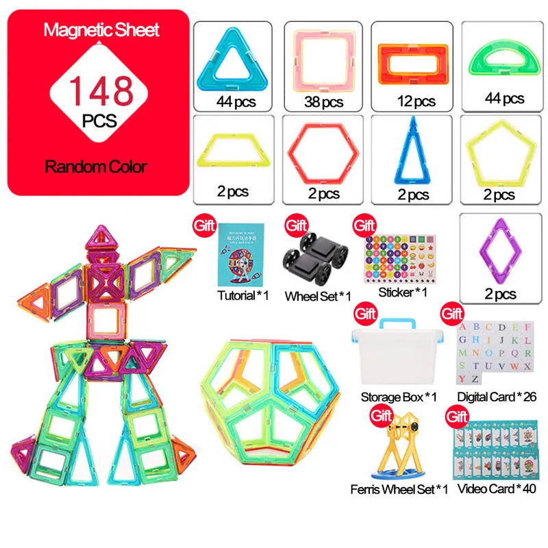 Blocchi Magnetici 108 Pezzi Con 6 Animali E Recinzioni - Tema Ciliegio In Fiore - Giocattolo STEM Per Bambine E Bambini 6+ - 4