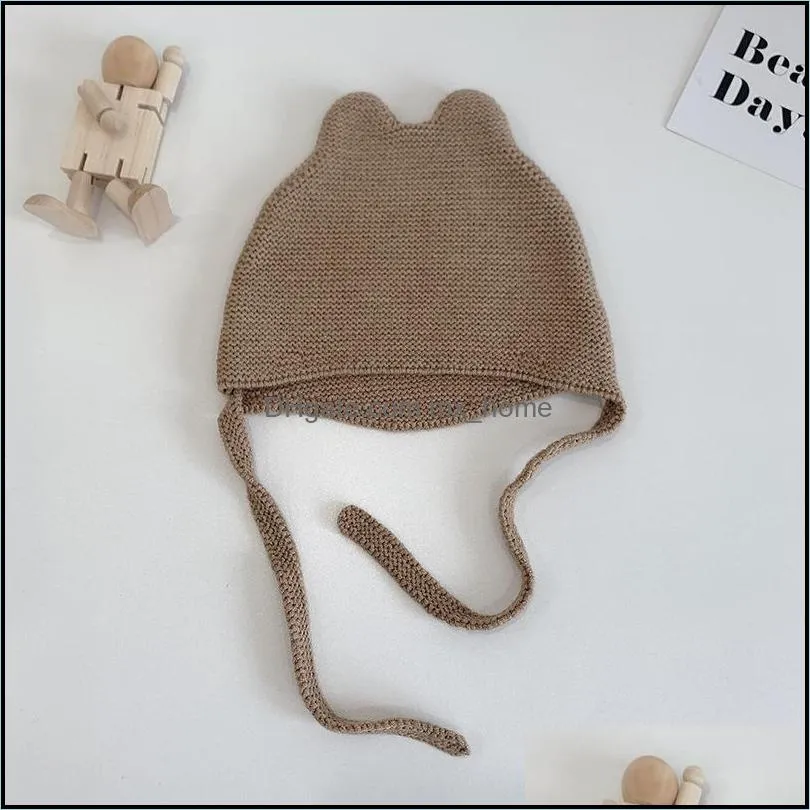 m327 simple autumn winter cute ears infant baby kids knitted hat warm caps earmuffs children beanies boys girls hats