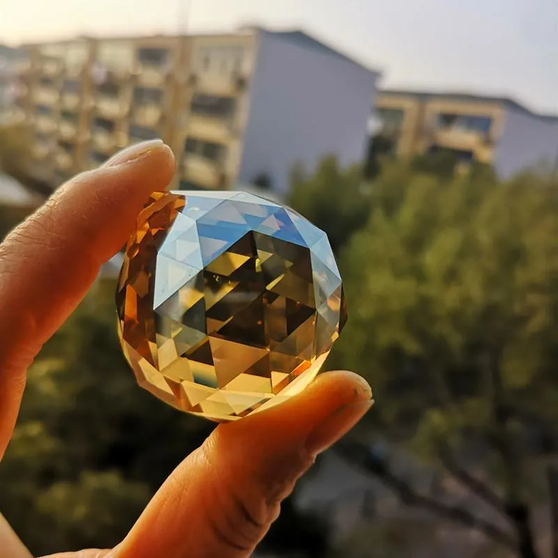Lampadario di cristallo di alta qualità 6 pz / lotto 40mm champagne sfera sfaccettata vetro sfera fengshui suncatcher appeso decorazione della casalampadario