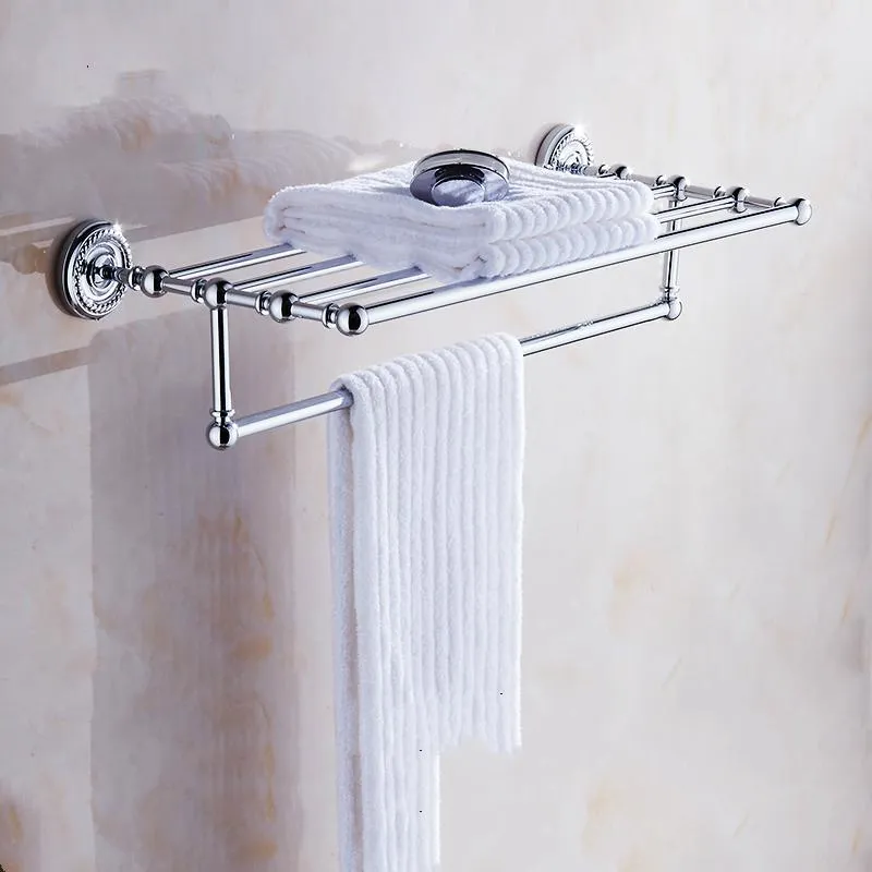 Bathroom Shelves Antique Brass Double Layer Towel Rail Wall Mount Athroom Shelf Polished ChromeTowel Bar Rack BBathroom Products Rs6Bathroom