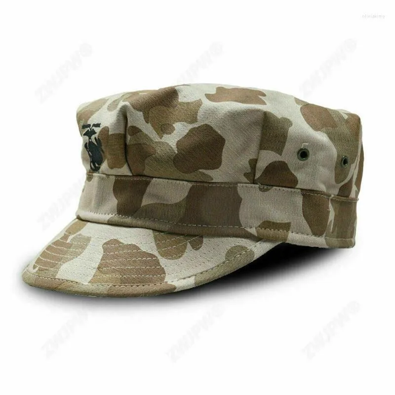 HBT Utility Cap Vintage USMC Camuflage Morski Korpus Field Hat Rozmiar 58 60 62 szerokie czapki OLIV22