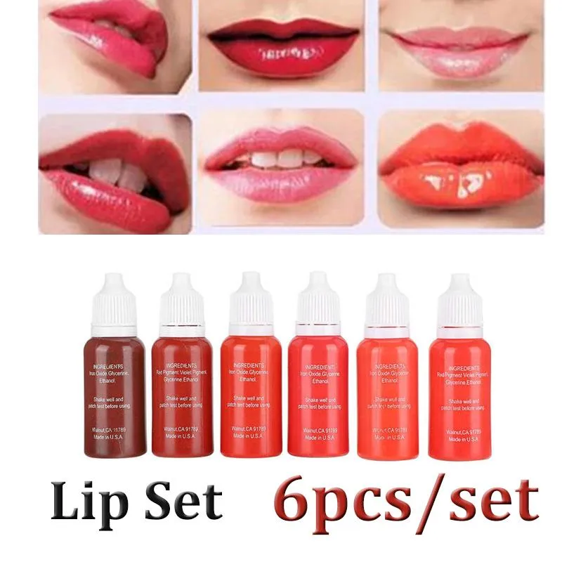 Encres de tatouage 6pcs / pack Beeproweyeliner Lip Permanent Makeup Ink Brand Micro Pigment Long 15 ml Cosmetics SupplyTattoo
