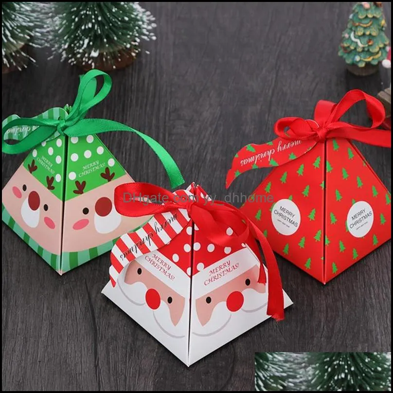 Merry Christmas Candy Box Bag Christmas Tree Gift Box With Bells Paper Gift Bag Container Supplies Navidad Freeshipping