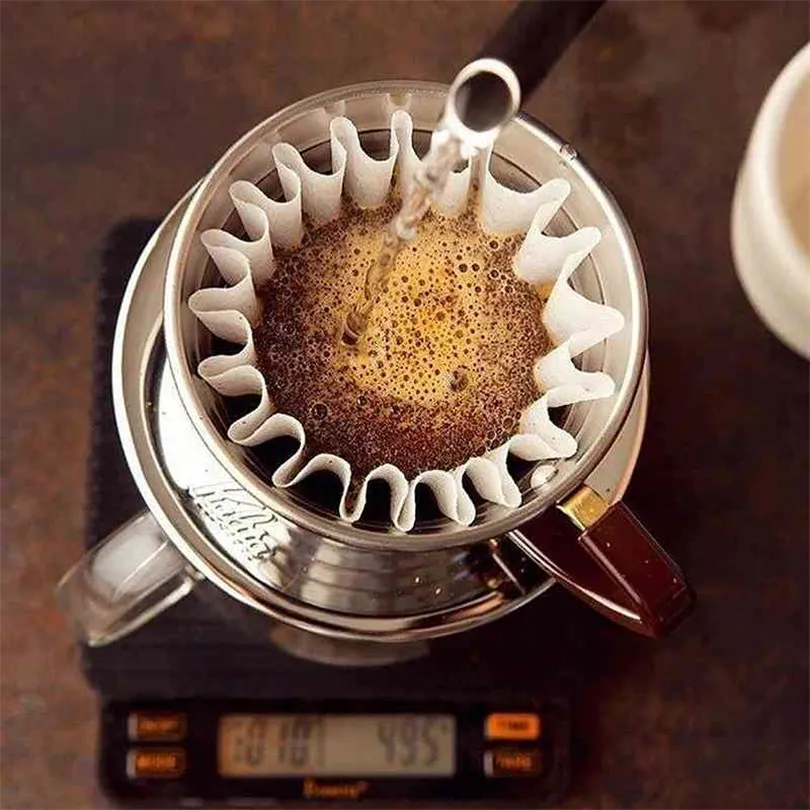 Japon importé qualité 100 pièces panier filtres à café pour 1-4 tasses papier filtre environnemental de blanchiment pour café goutte à goutte pour Barista 210326