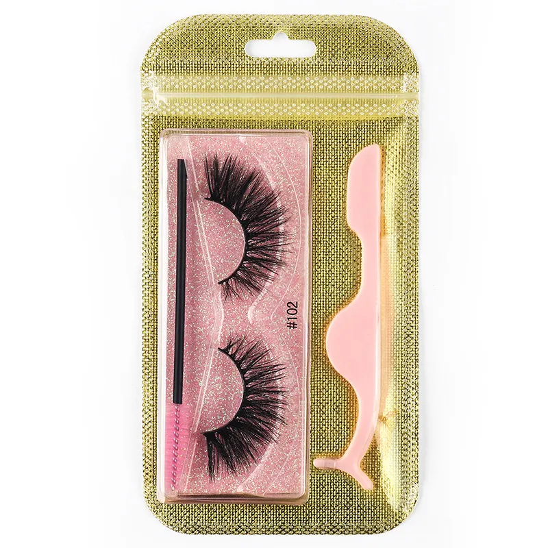 3D False Eyelashes Eyelashes Brush Tweezers Combination Set Natural Thick Fake Lashes