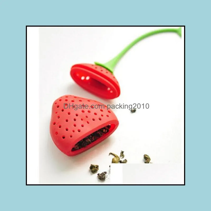 BornIsKing 1Pc lovely Reuseable Foof safe Silicone Red Strawberry Shape Tea Leaf Bag Holder Tea Coffee Punch Filter Tea Infuser c165