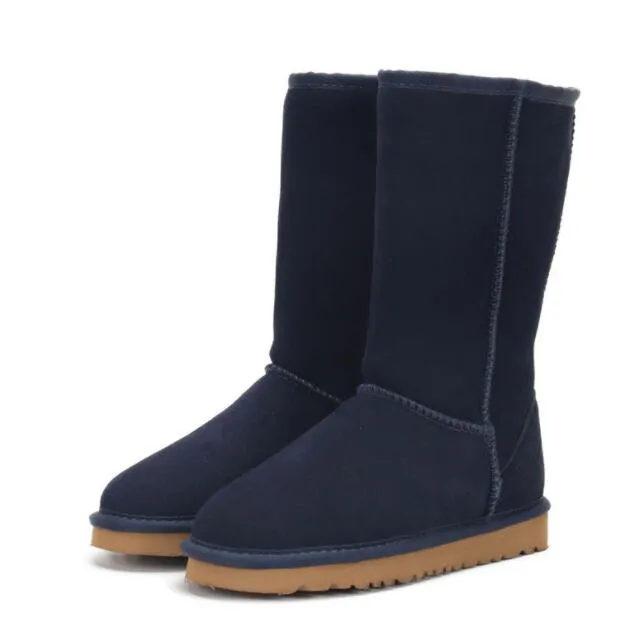 A5815 Bottes de neige classiques pour femmes hautes, bottes hautes en peau de mouton douces et confortables avec sac à poussière en carte, beaux cadeaux