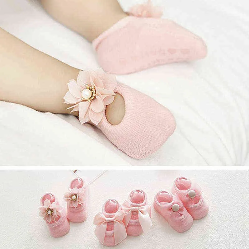 Coupparty bebek dantel çiçek çorapları yeni doğan pamuk antislip zemin çoraplar bahar yaz kız yay örgü çorap çocuklar hediye j220621