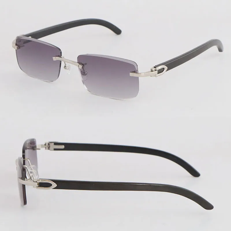 NEW Frameless Diamond cut Lens 8200757 Sunglasses Metal Rimless Original Black Buffalo Horn With C Decoration Male Female Square Sun Glasses Man Woman Size:57-18-140