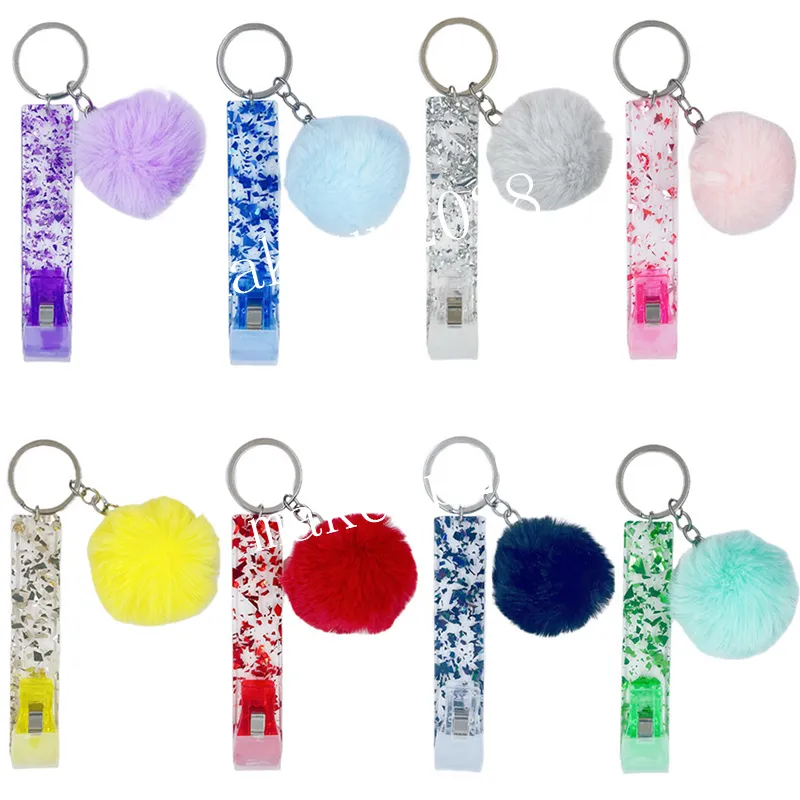 Silicone Grabber Card Puller Keychain Plush Ball Keychain Pendant Luggage Decoration Key Chain Fashion Accessories Gift Keyring