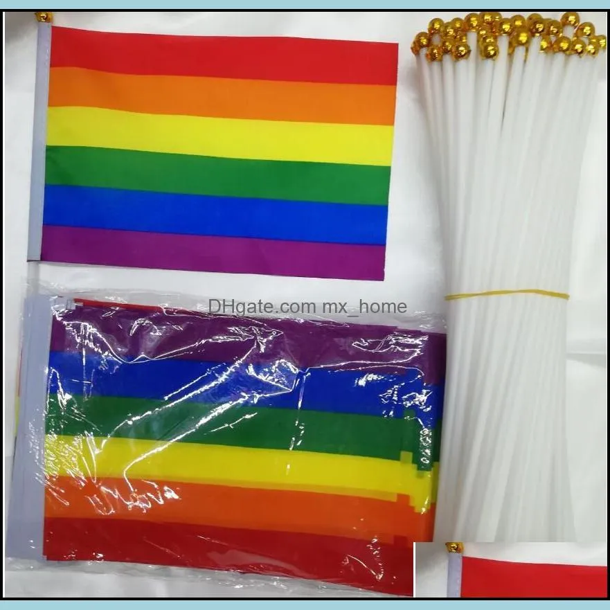 rainbow flag homosexuality color stripes hand flags party parade celebration articles banner flags 14x21cm small size ysy120q