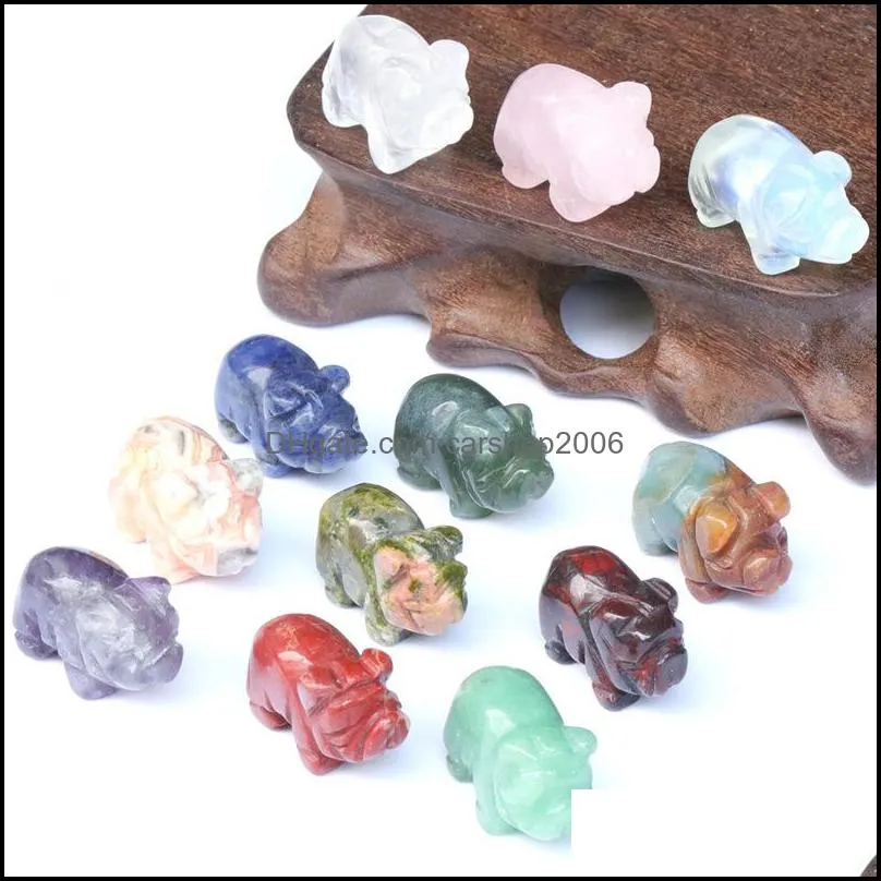 natural stone carving pig shape crafts ornaments amethyst rose quartz crystal healing agate animal decoration