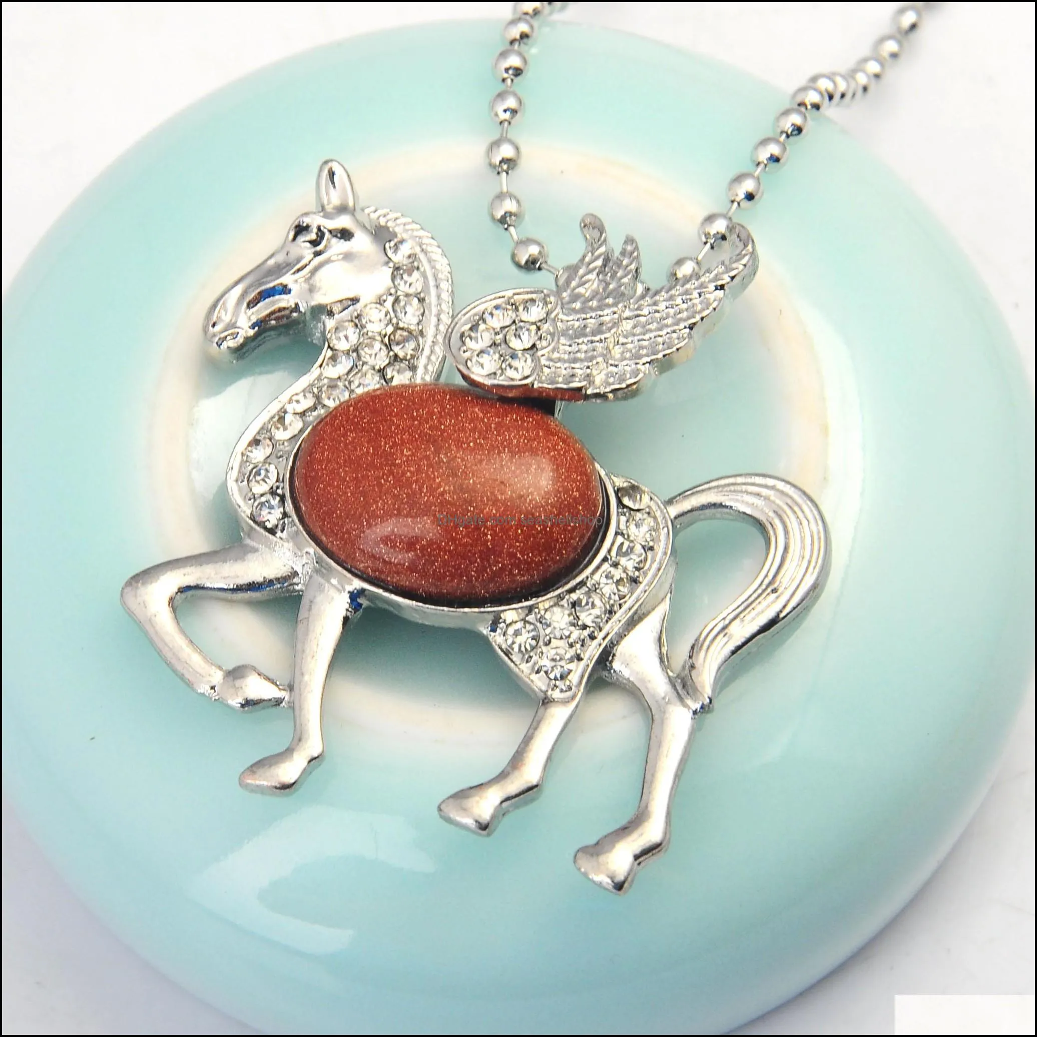 diamond studded winged horse pendant necklace sterling silver dinty jewelry gifts for mom women teen girls