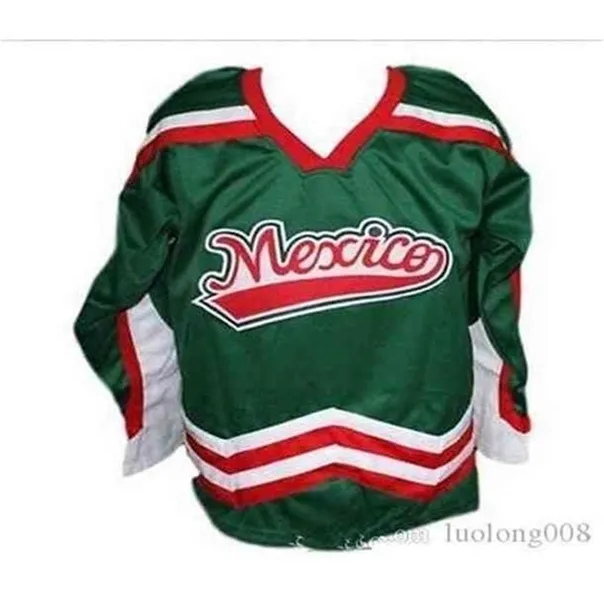 C26 NIK1 2020 Vintage Meksyk Hockey Jersey Haft Hafted Dostosuj dowolny numer i nazwy koszulki