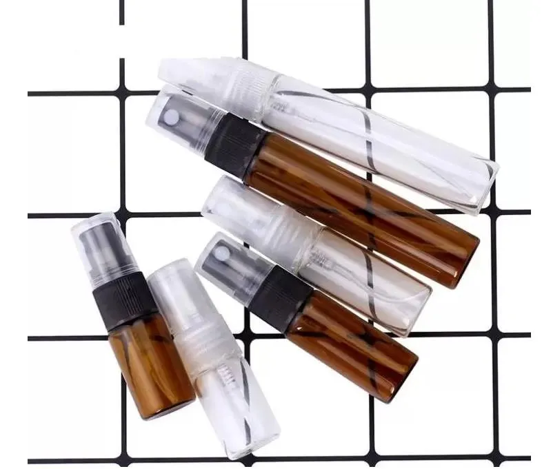 卸売エコフレンドリー3ML 5ML 10mlガラススプレーボトルアンバー透明な香水ボトルとファインミストポンプスプレーsn4450