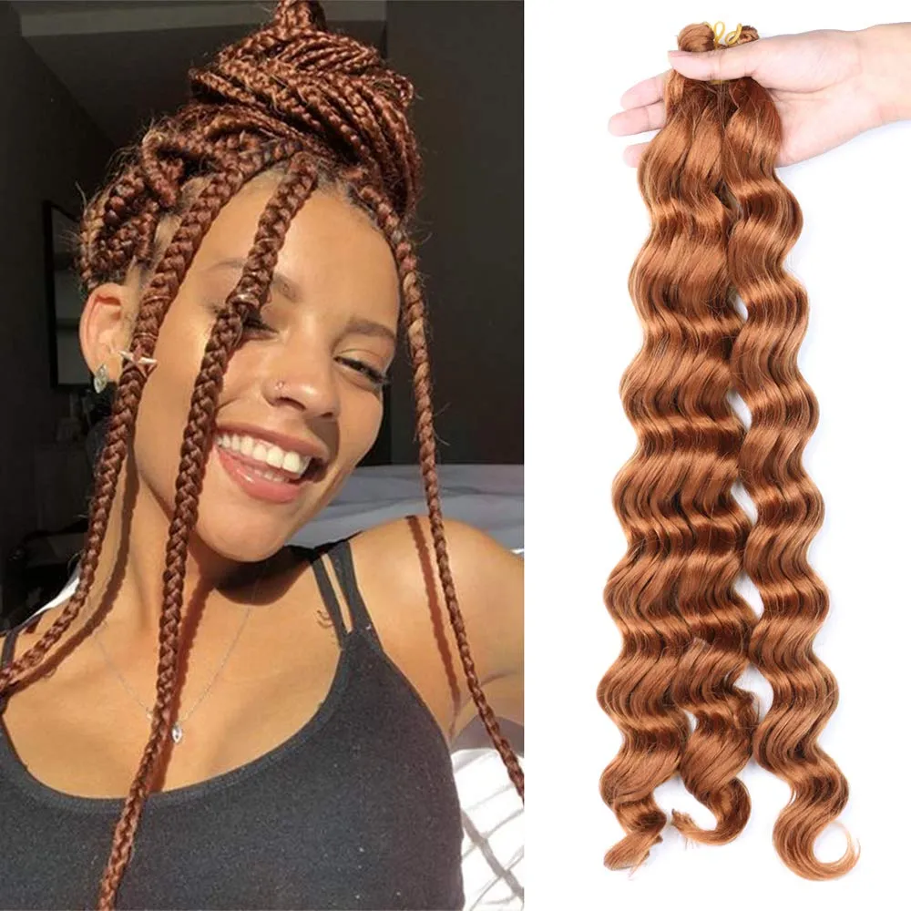 Cabelo de crochê de 20 polegadas Torcer profundo cabelos premium onda profunda Extensão de cabelo sintético 80g Braiding Bulk LS03