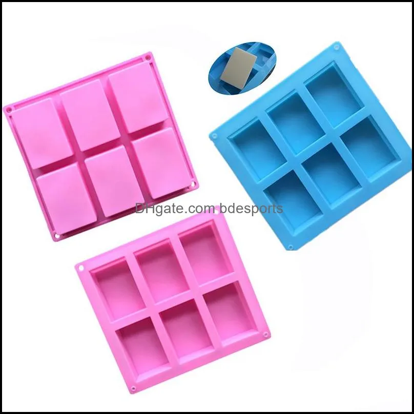 Sile tvålformar 6 Cavity Hole Rec Diy Baking Mold Tray Handgjorda kakor Biscuit Candy Chocolate Mods Non-Stick Tools Drop Delivery 2021 Bakewar