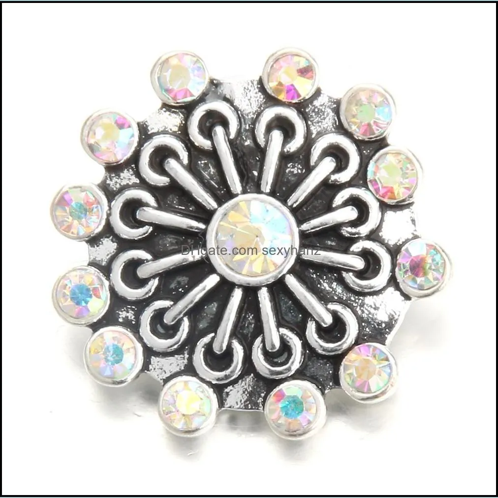 New Rhinestone Flower Snap Button Jewelry Fit Metal Snap Button Bracelet Watches Ginger Snaps Jewelry