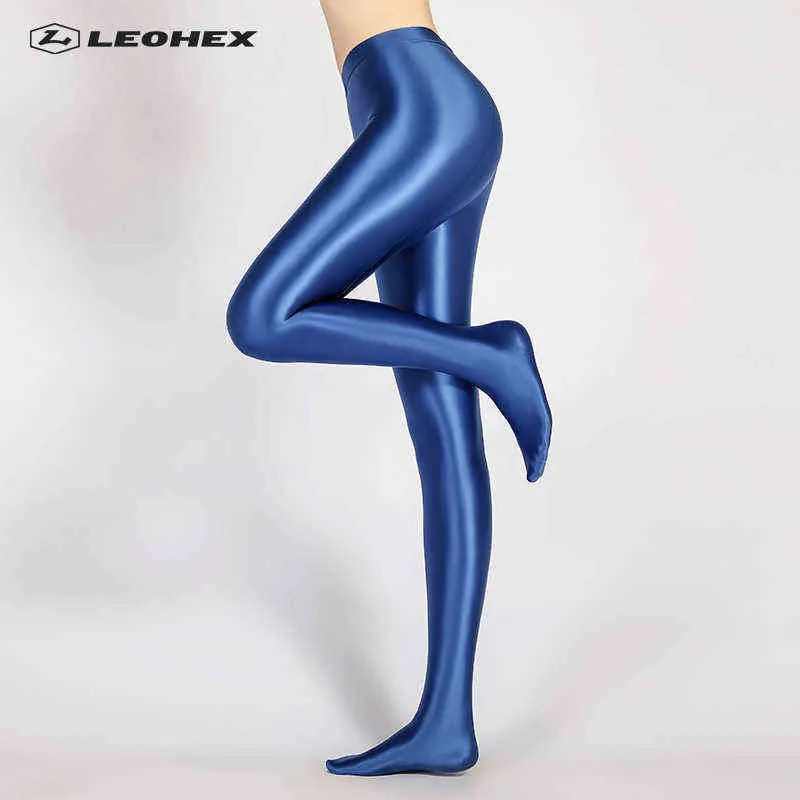 LEOHEX Women's Solid Glossy Leggings Colorful Fitness Yoga Opaque  Bodybuilding