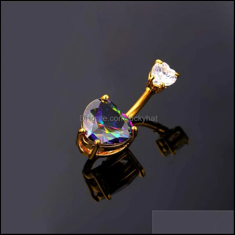 Luxury Body Jewelry Zirconia Crystal Heart Belly Button Ring Women Platinum/18K Gold Plated Flower Navel Piercing Nombril
