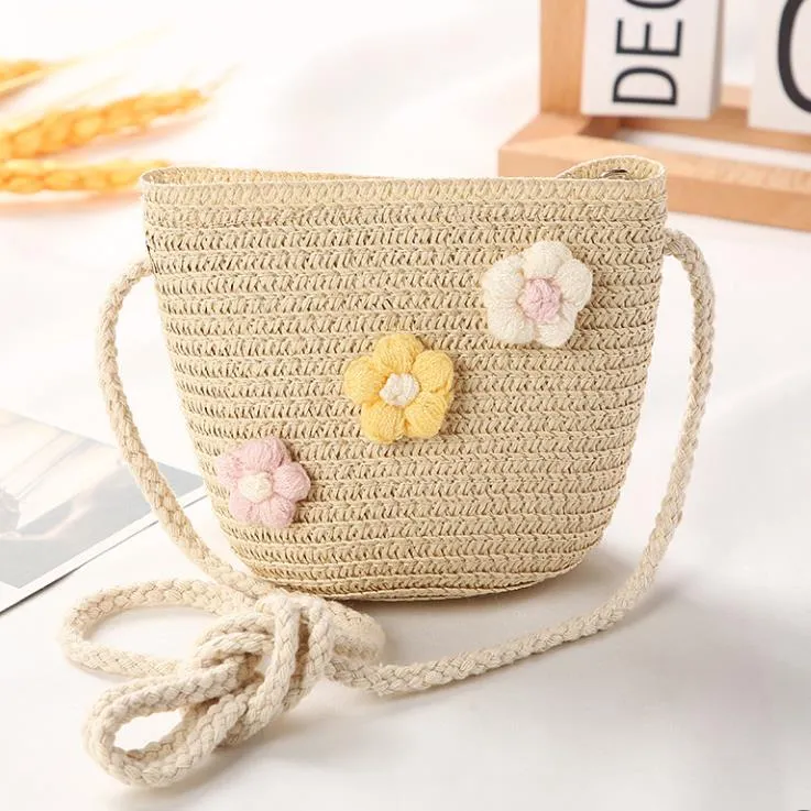 Set de 2 piezas de sombrero de sol de onda con lazo en color caqui y bolso de paja cruzado para mujer, adecuado para playa, vacacion y viaj - Product Video
