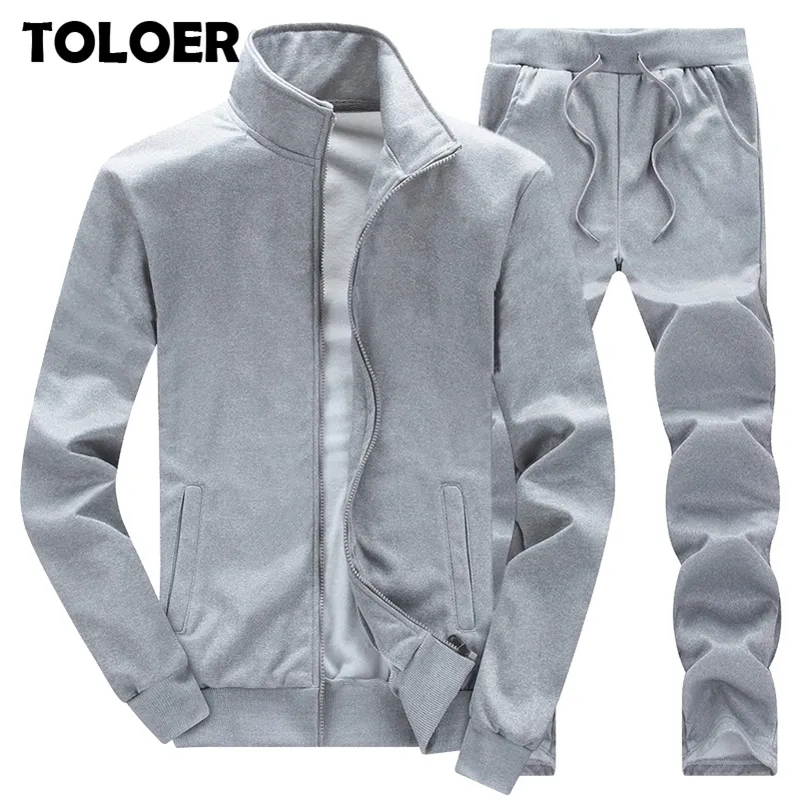 Solid Tracksuit Men Fashion Hoodies Set Zipper Mens Sweat Suit Sweatshirts Pants Mane Jogging Fitness Training Suits Coats 201116