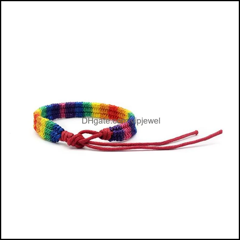 Rainbow LGBT Pride Charm Bracelet Handmade Braided Friendship String Bracelet for Gay & Lesbian LGBTQ Wristband Jewelry