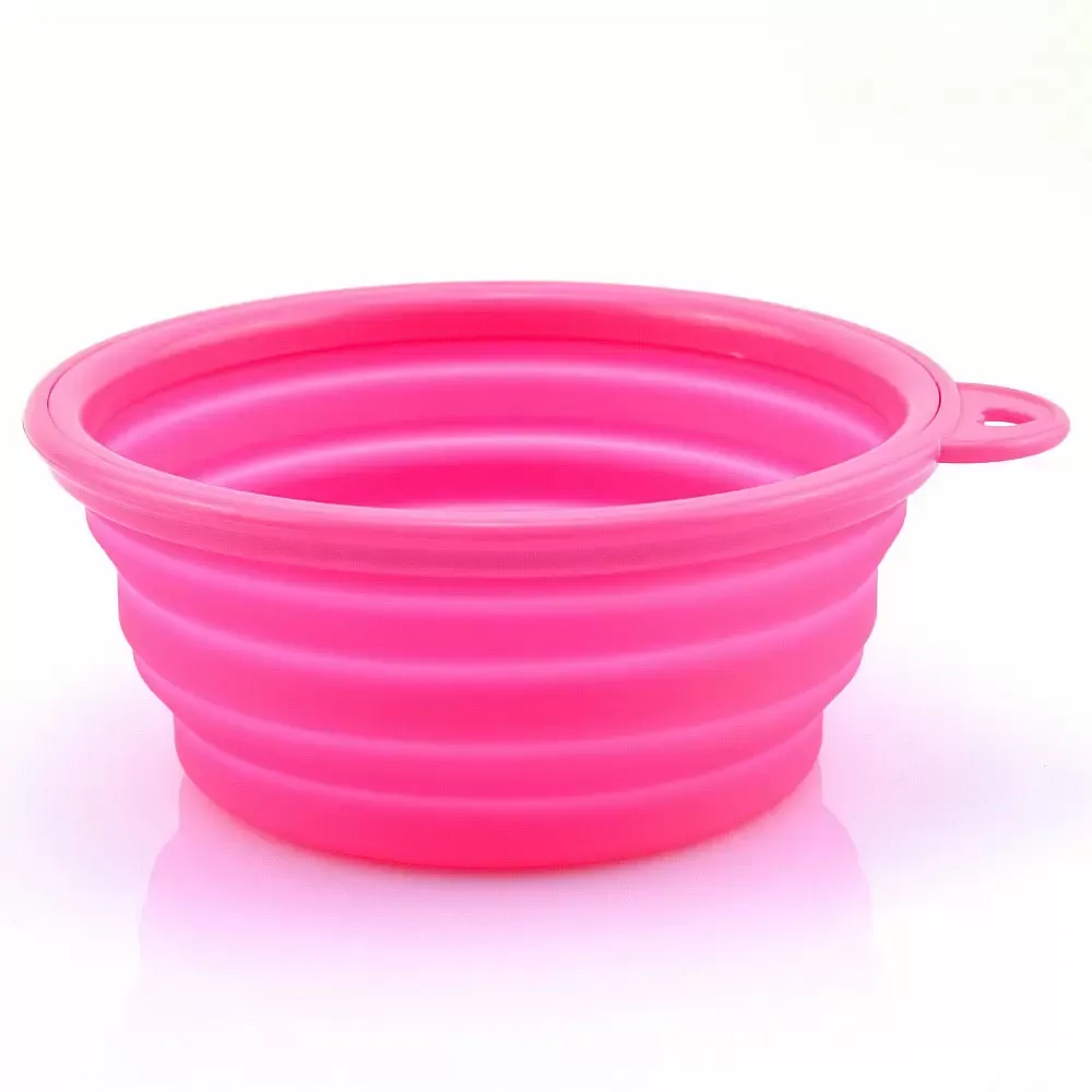 Wholesale silicone foldable pet cat dog bowl folding collapsible puppy doggy feeder water food container custom logo