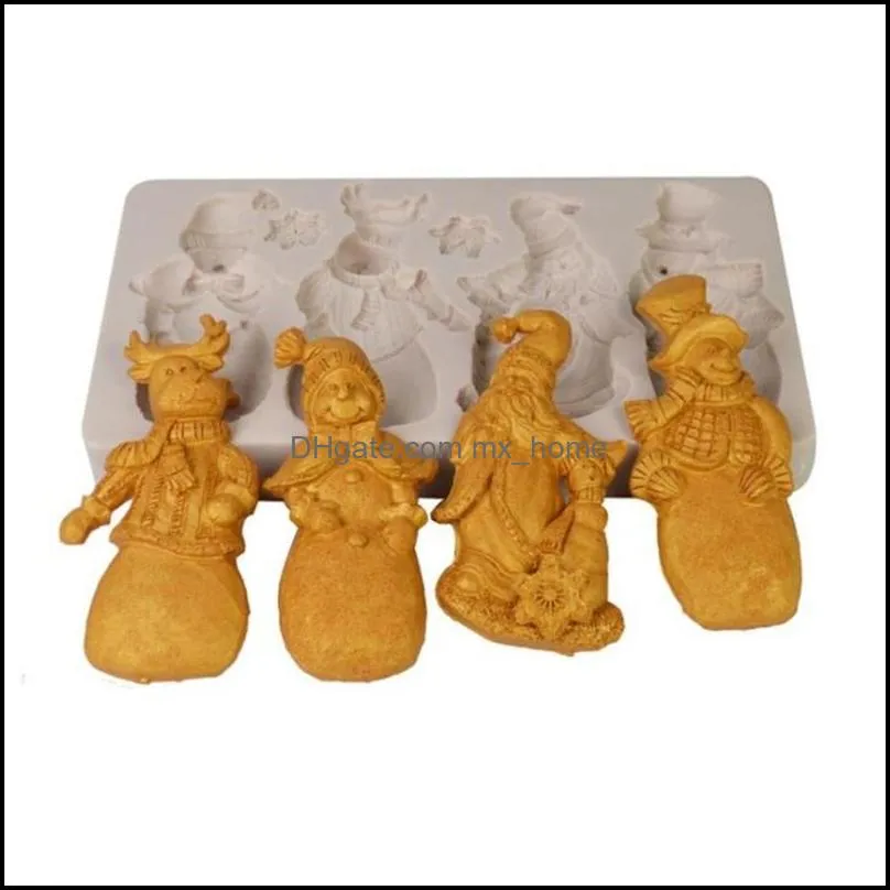 baking moulds silicone material fondant mould cakes molds candy mold snowman and santa claus shapes design patterns accessoriesbaking