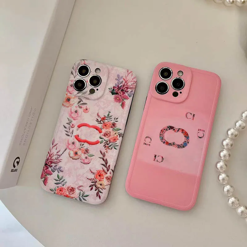 Casi Pink Flower Luxury Designer Telefono Case per iPhone 13 Pro Max 12 11Pro Letter G Soft Shell XR XS 7 8 Plus Vintage Style C.