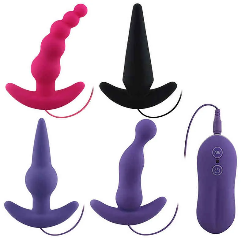 Nxy Anal Toys Télécommande Butt Plug Perles Vibrantes Queue Anus Silicone Prostate Masseur Vibrateur Sex Toy pour Gays Femmes Hommes Cul 220420