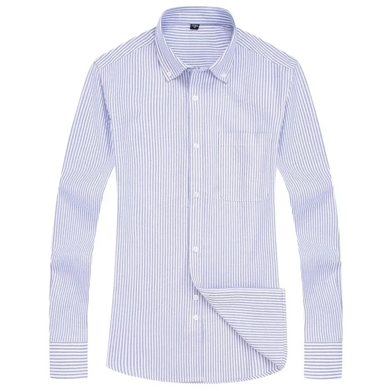 Mens Lange Mouwen Solid Oxford Dress Shirt Kleuren met Links Borst Pocket Casual Regular-Fit Tops Button Down Shirts 220322