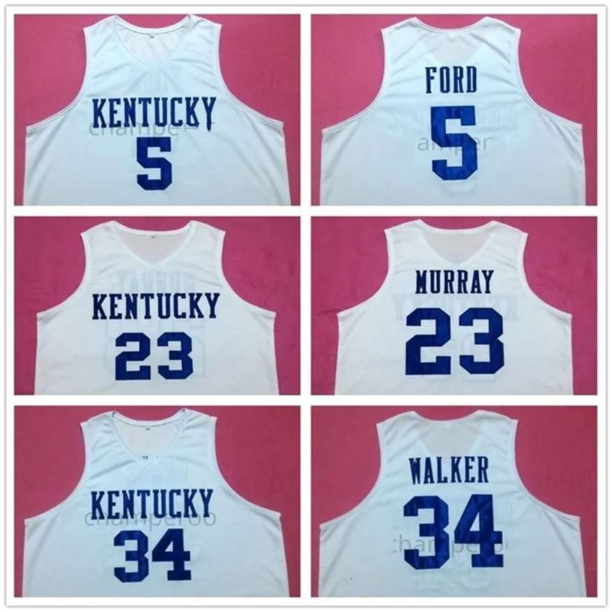 Nikivip Kentucky Wildcats College UK Devin Booker 1 Basketball Jersey Rajon Rondo 4 Travis Ford 5 Jamal Murray 23 Kenny Walker 34 Heren gestikt