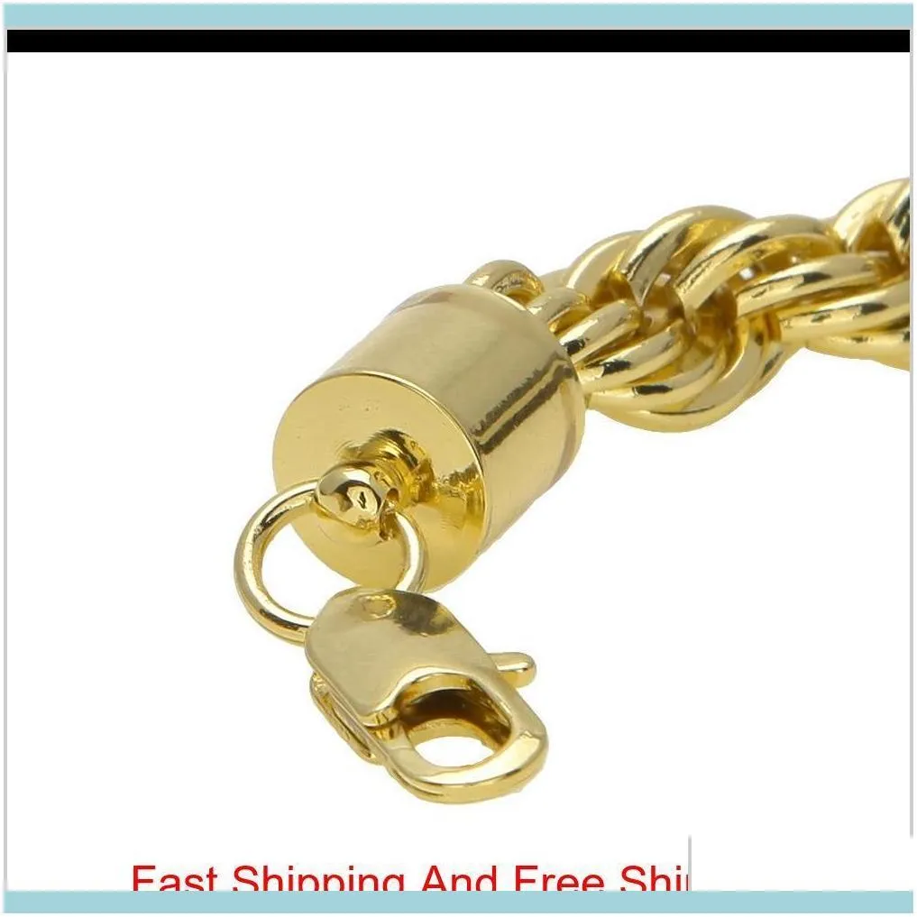 10Mm Thick 76Cm Long Rope Twisted Chain 24K Gold Plated Hip Hop Twisted Heavy Necklace For Mens