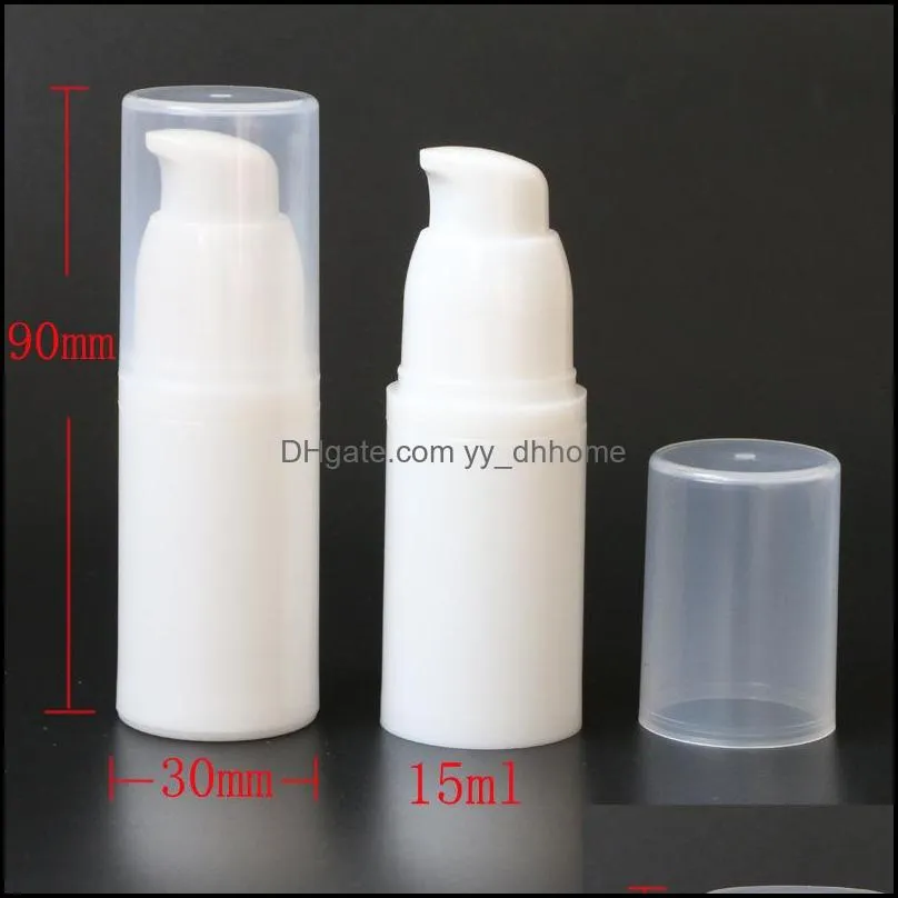 Förpackningsflaskor Office School Business Industrial 15 ml 30 ml 50 ml vit plast kosmetisk luftlös pumpflaska för hand ansikte kroppsögon grädde l