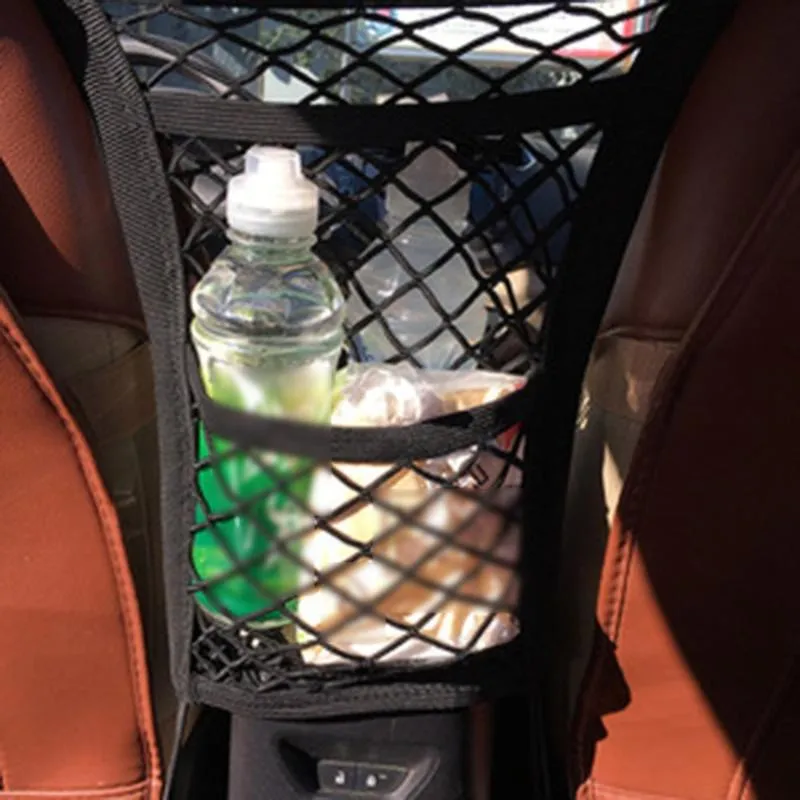 Car Organizer Trunk Seat Back Elastic Mesh Net Storage Bag Pockets Cage Grid Pocket Holder Mess Box Bags
