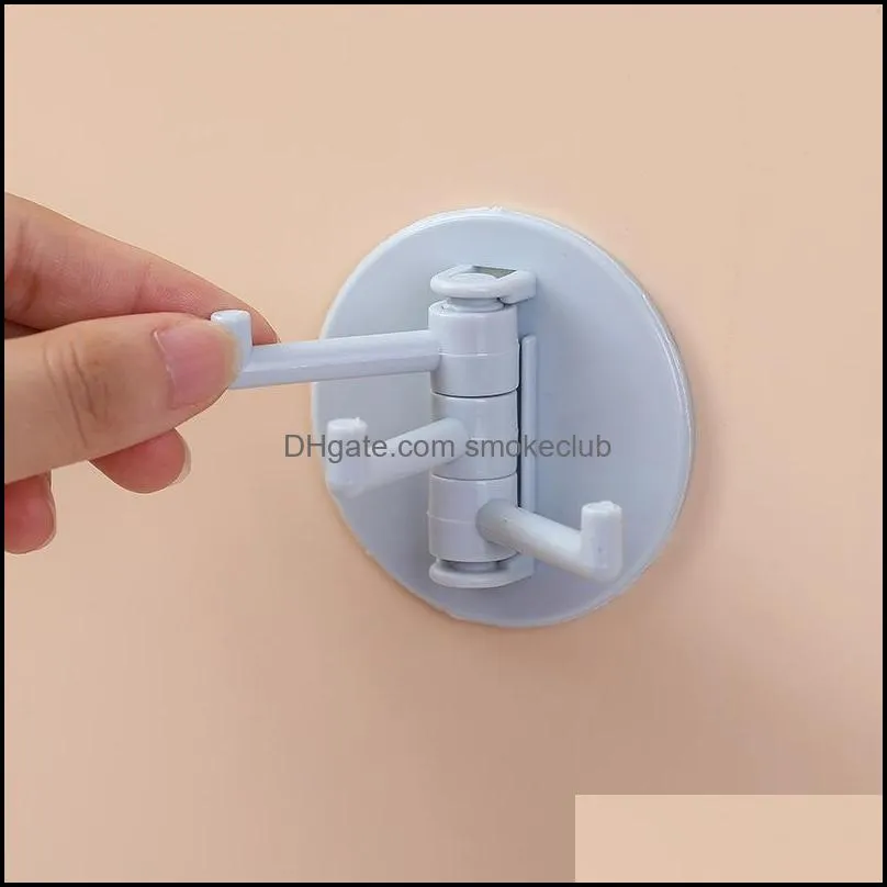 Rotary Hooks Triple Hook Strong Viscose Towel Hanger Bathroom Wall Rack Perforation-Free Non-Trace Hook RRB14564