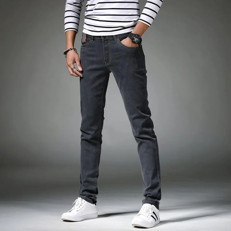 Men's Jeans Brand Skinny Men Slim Fit Denim Joggers Stretch Male Jean Pencil Pants Grey Men's Fashion Casual Hombre