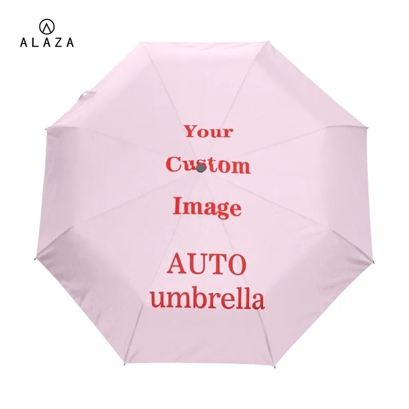 Alaza winddicht dubbel automatisch vouwen vrouwelijk mannelijk aangepaste patroon hoogwaardige zakelijke paraplu parasol 220711