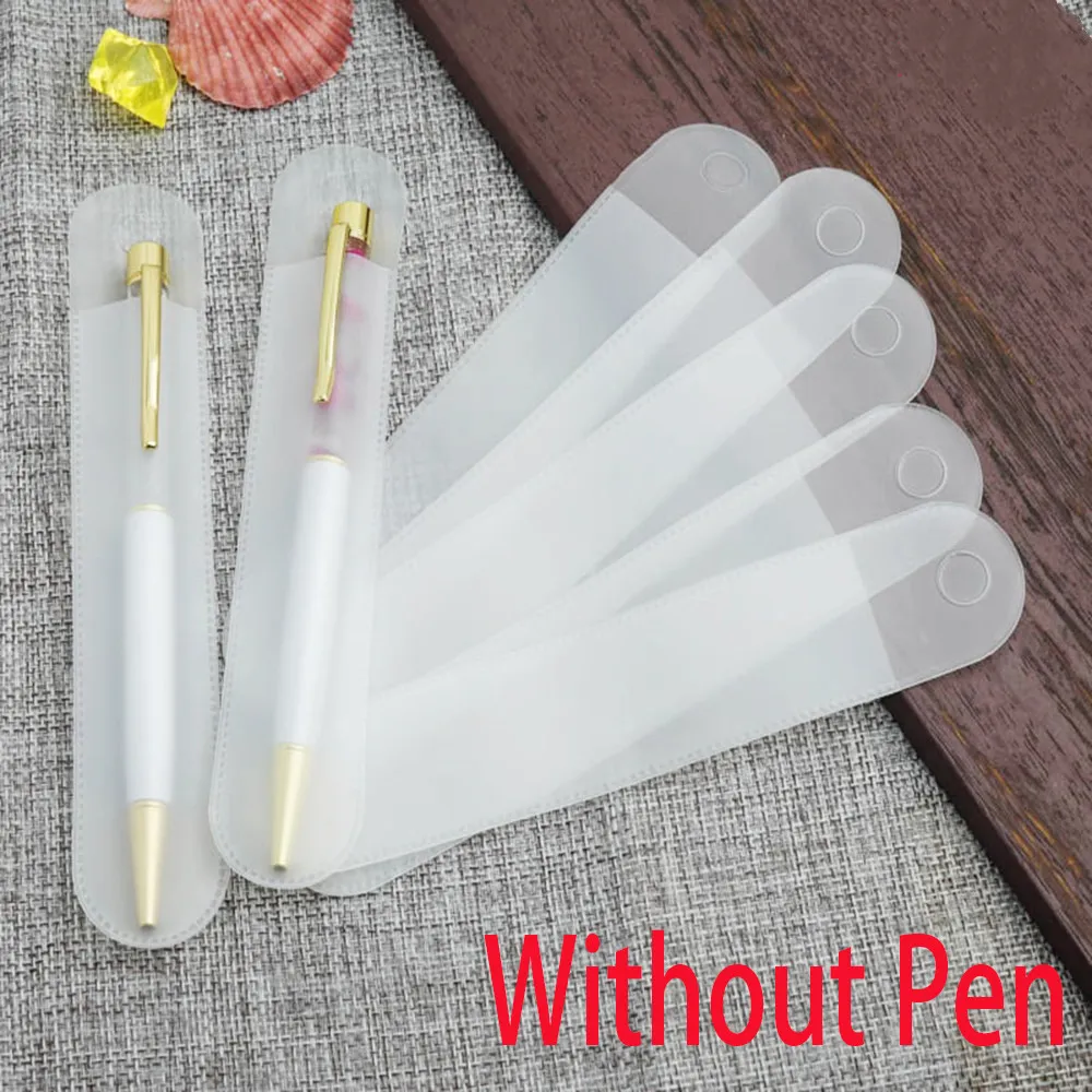 10 PCs/lote plástico redondo redondo fosco translúcido saco de lápis colorida caneta de caneta universal mangas de caneta universal bolsa de canetas brilhantes pode ser pendurado