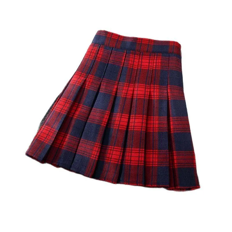 Skirts 2022 Year Summer Woman Mini Plaid Skirt Harajuku Japanese Kilt Femme Red Green Y2k High Waist Tennis Saia Xadrez Preppy