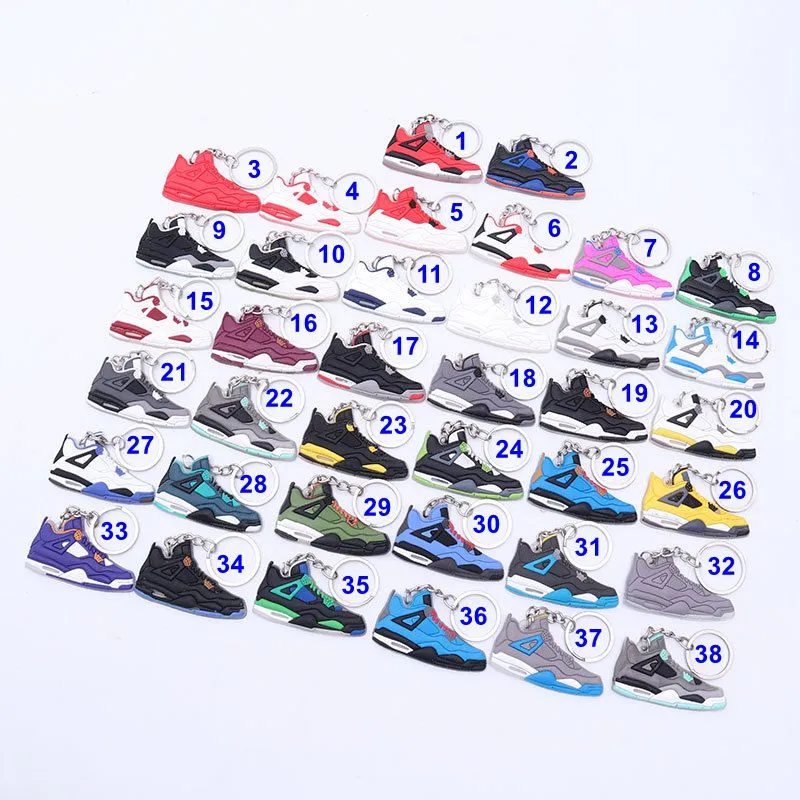 38 färger sneakers skor nyckelringar för män kvinnor 4 generation basket gym skor nyckel kedja väska charm biltangenttillbehör gåva